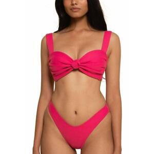 NEW MONTCE lulu zig-zag stitch bikini bottom in raspberry